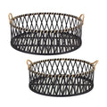 Woven Bamboo Tray Set with Rattan Handles (2 Sizes)