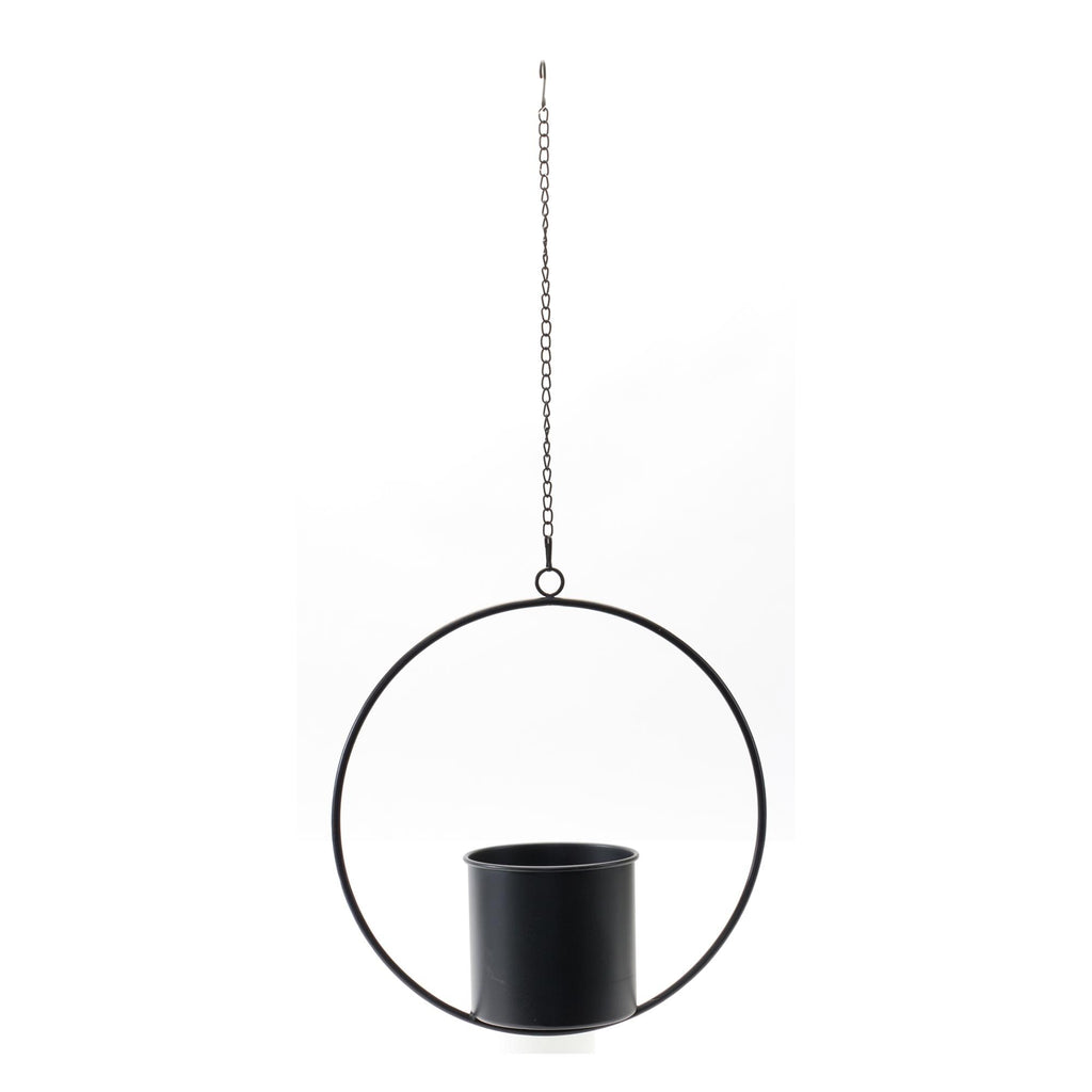 Black Metal Hanging Planter Set with Frame (2 Pieces)