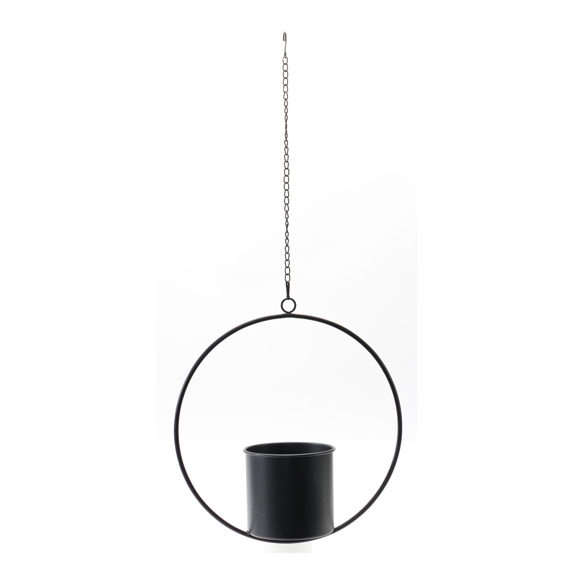 Black Metal Hanging Planter Set with Frame (2 Pieces)