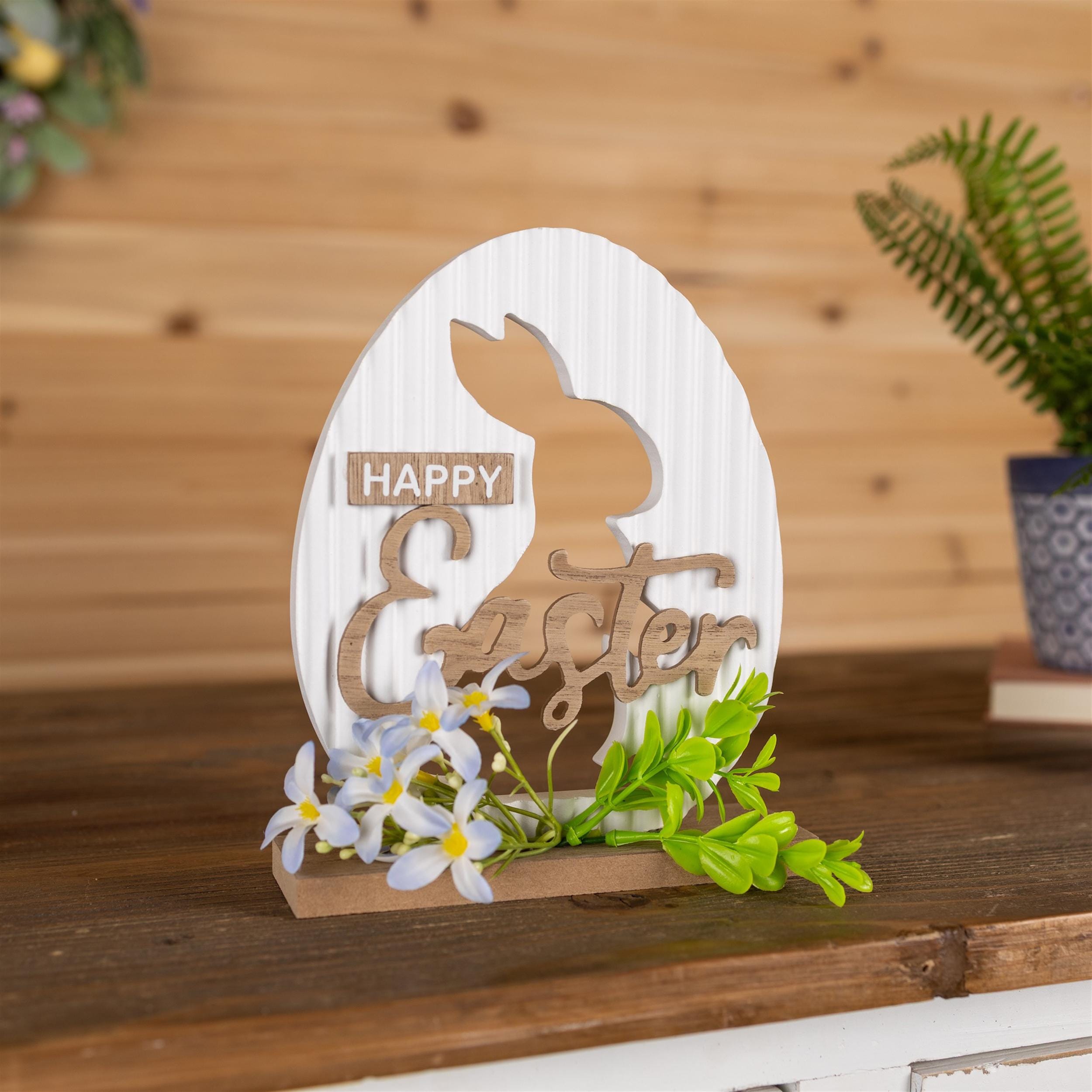 Happy Easter Bunny Tabletop Sign | Farmhouse Spring Decor