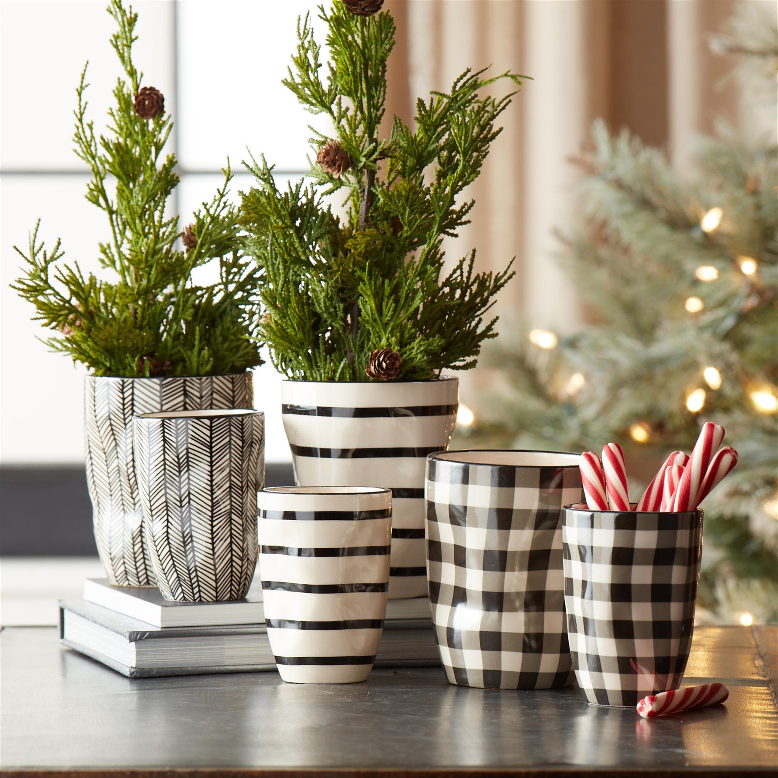 Neutral Patterned Planter Set (6 Pieces, 2 Sizes)