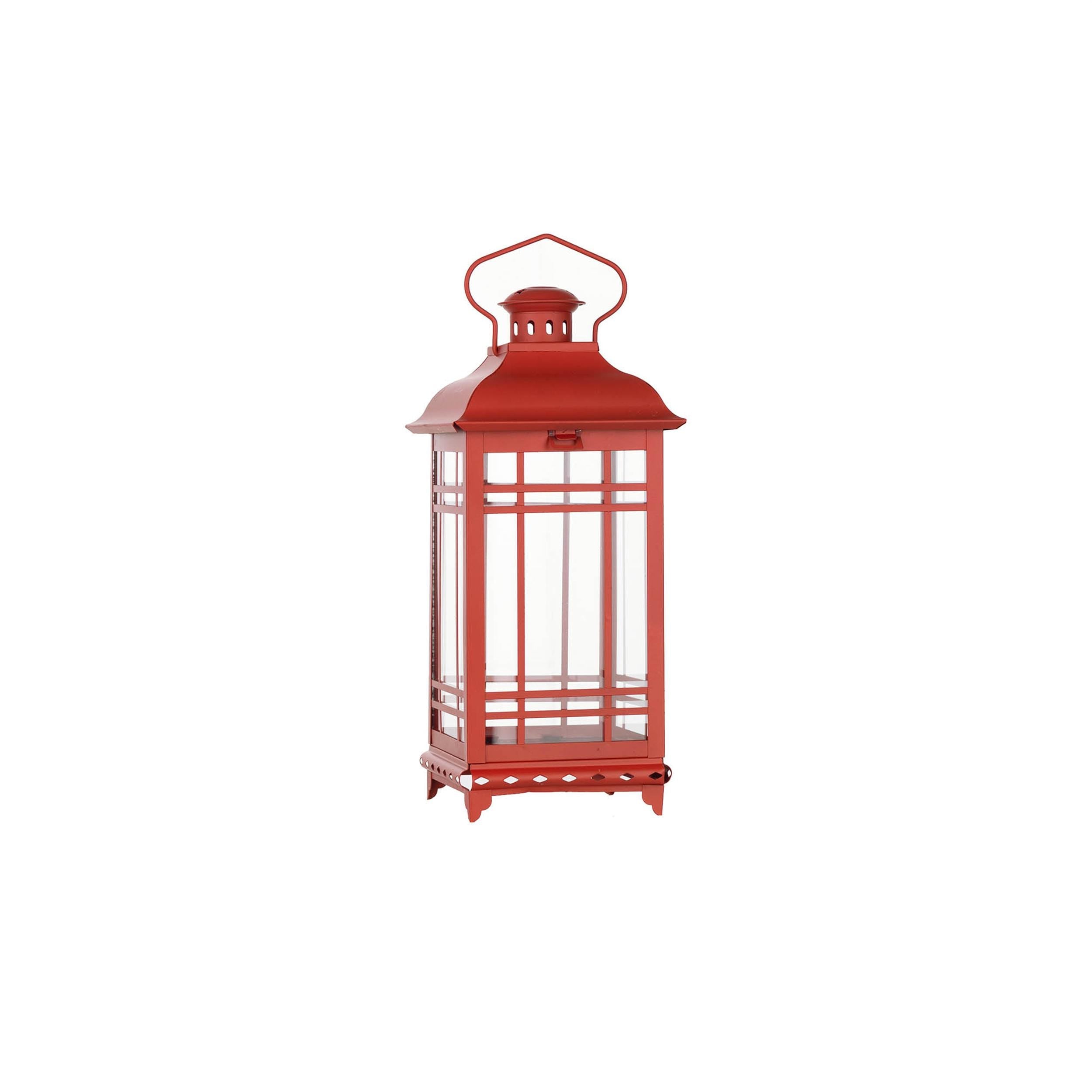 Traditional Red Metal Lantern (Set of 3)
