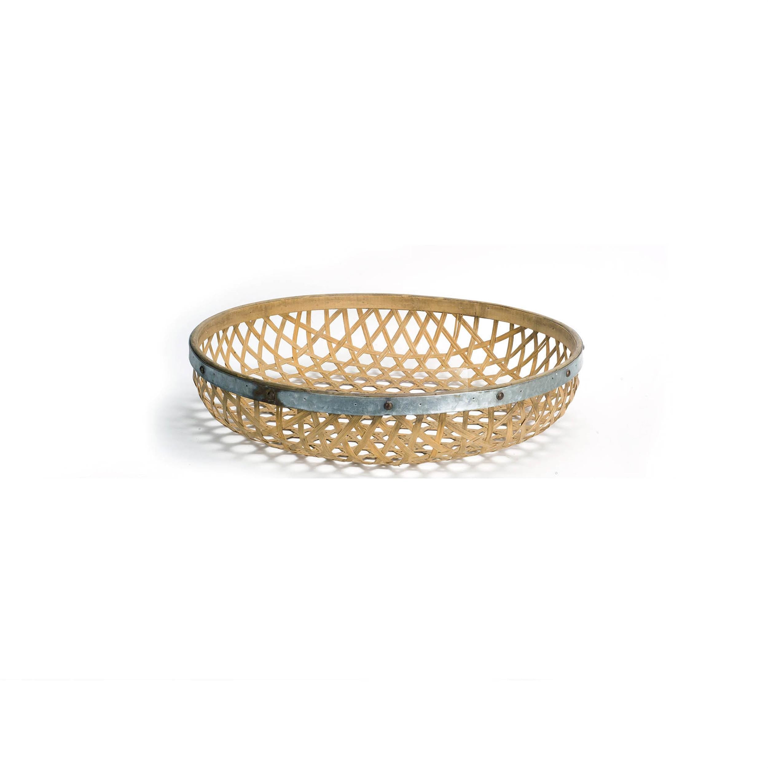 Woven Bamboo Tray Set with Metal Accent (3 Sizes)