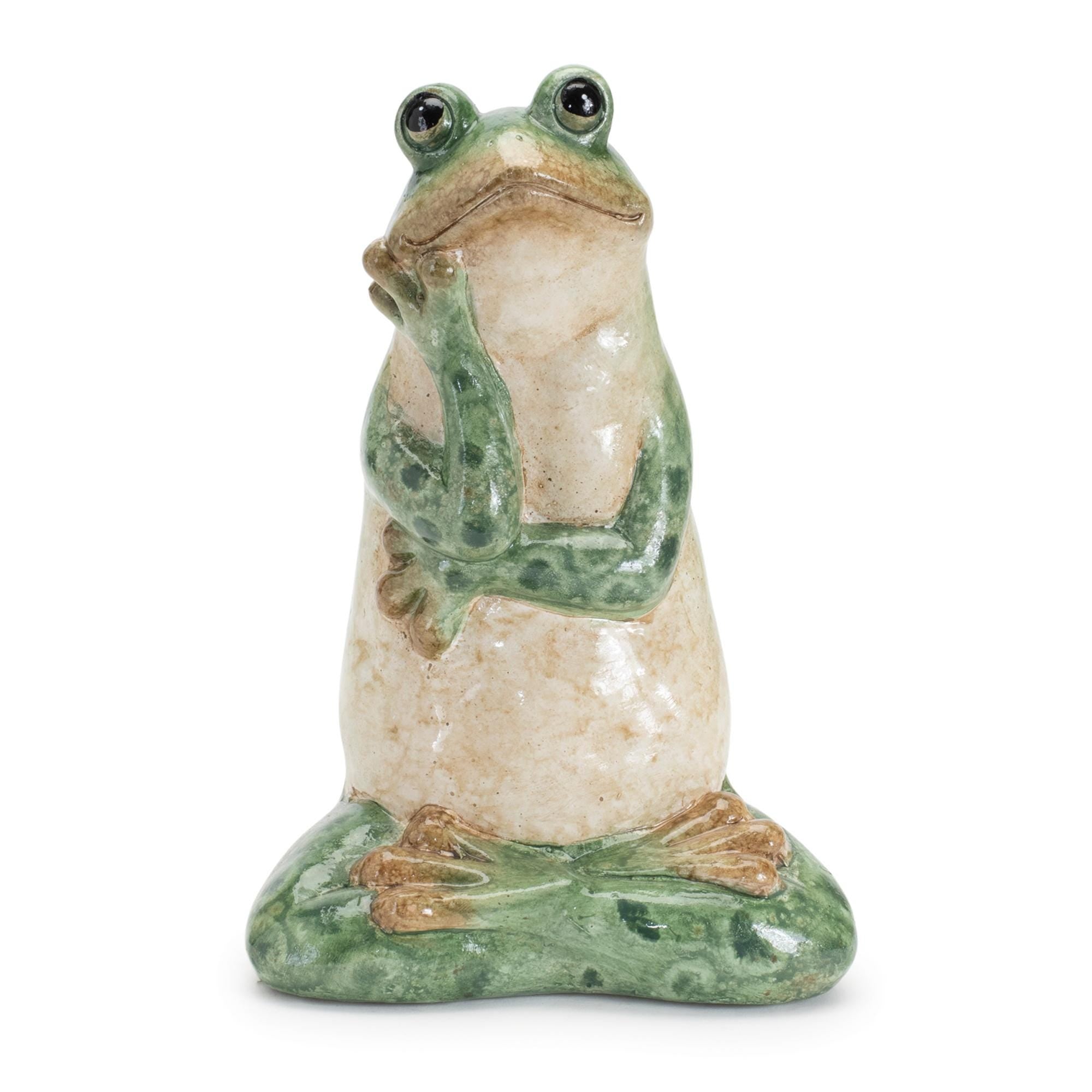 Ceramic Garden Frog Statues – Cottage Farmhouse Decor (Set of 2)