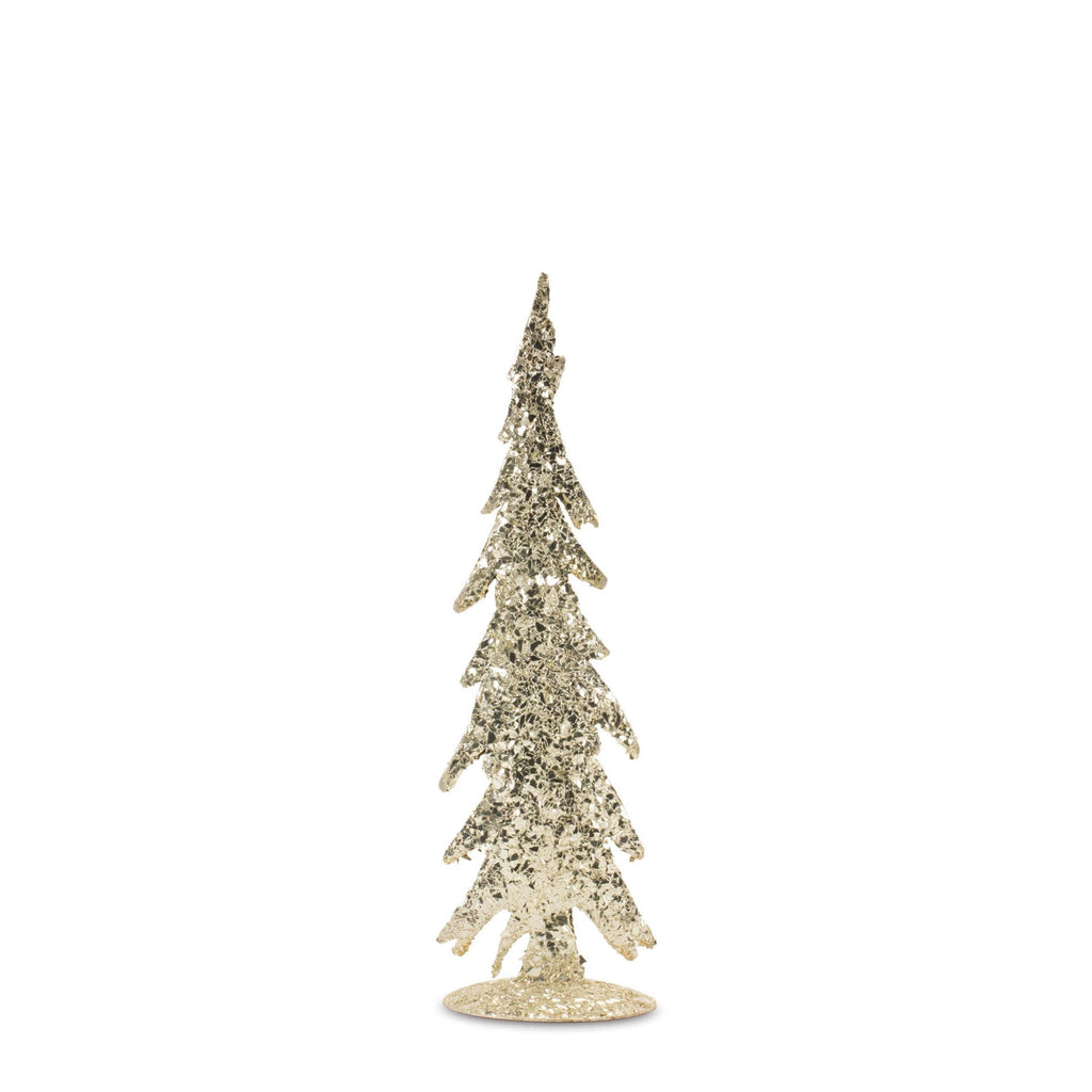 Gold mosaic glass pine tree (set of 2)