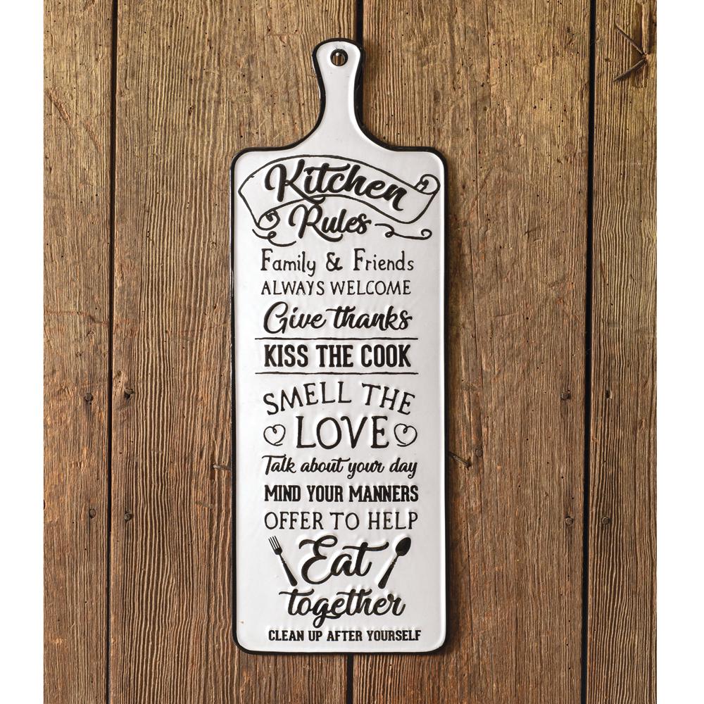 Kitchen Rules Sign - Rustic Metal Wall Decor
