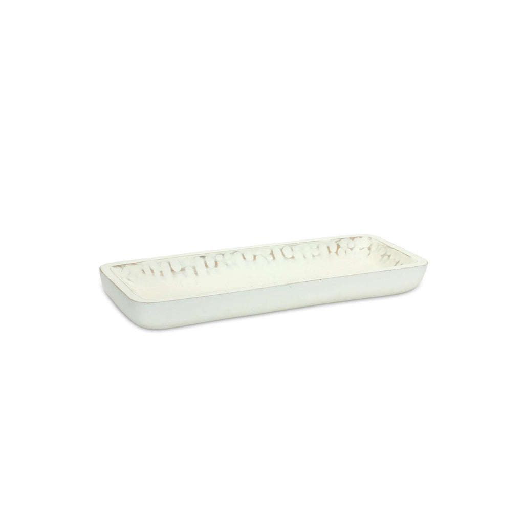 White Washed Wood Dough Bowl Tray Set (2 Sizes)