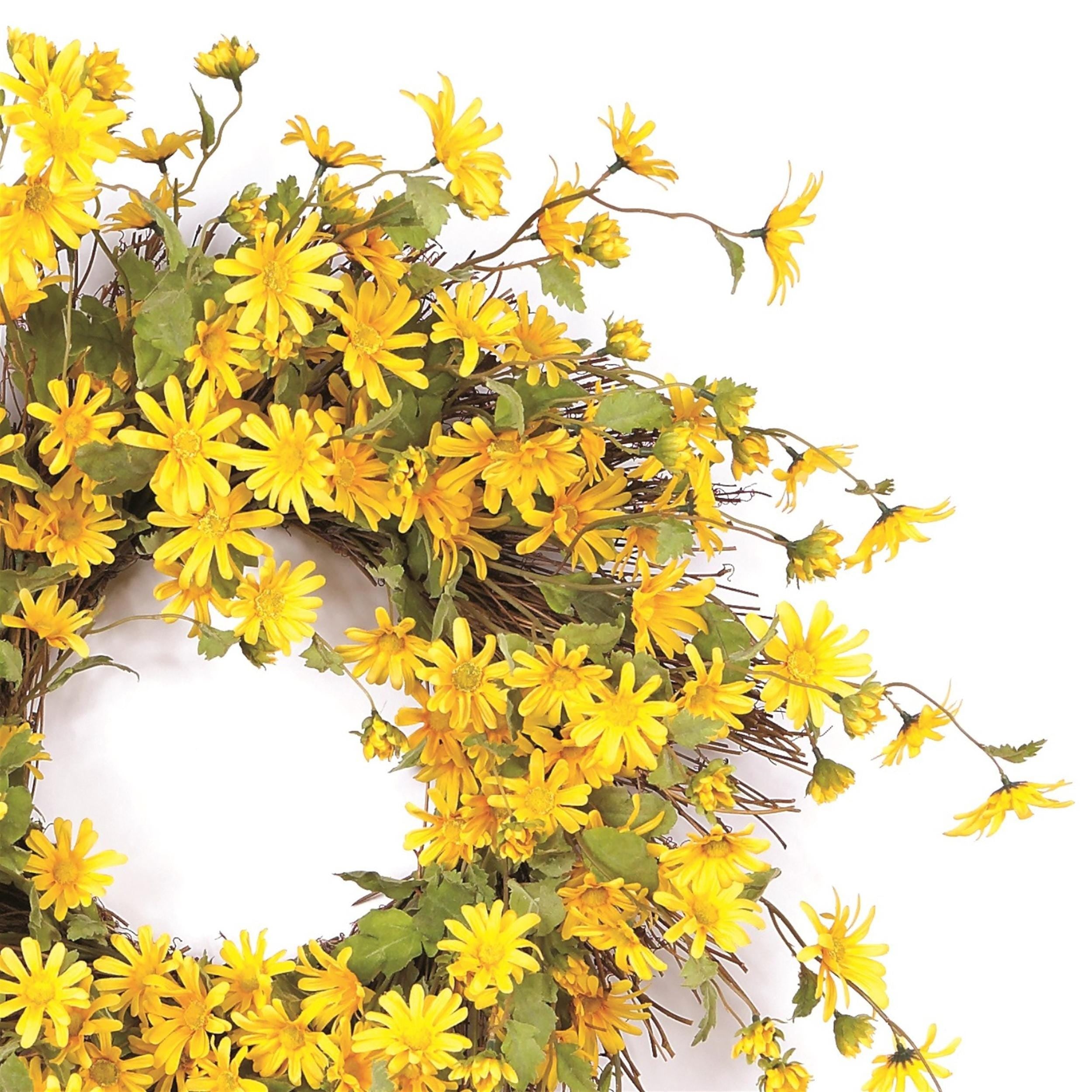 Yellow Daisy Floral Wreath 23"