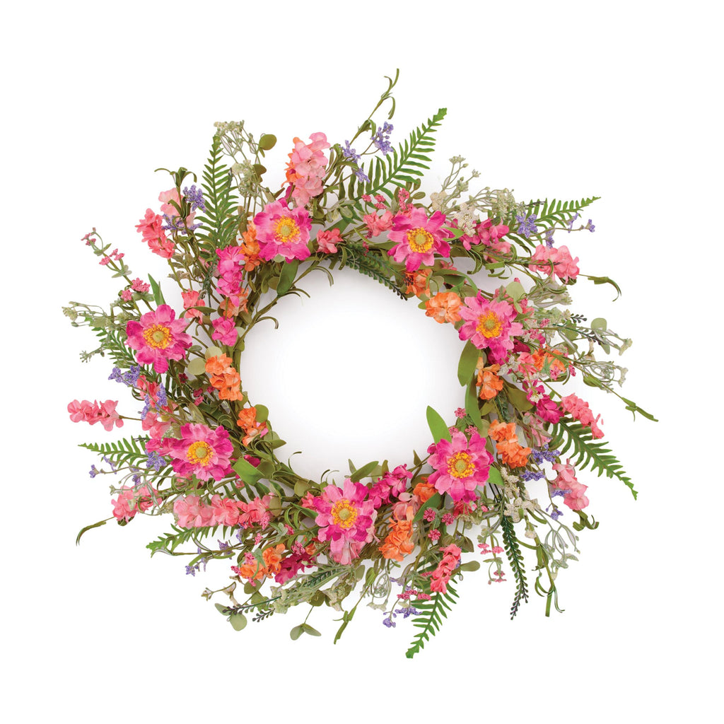 Spring Floral Front Door Decor | Pink Farmhouse Entryway Accent