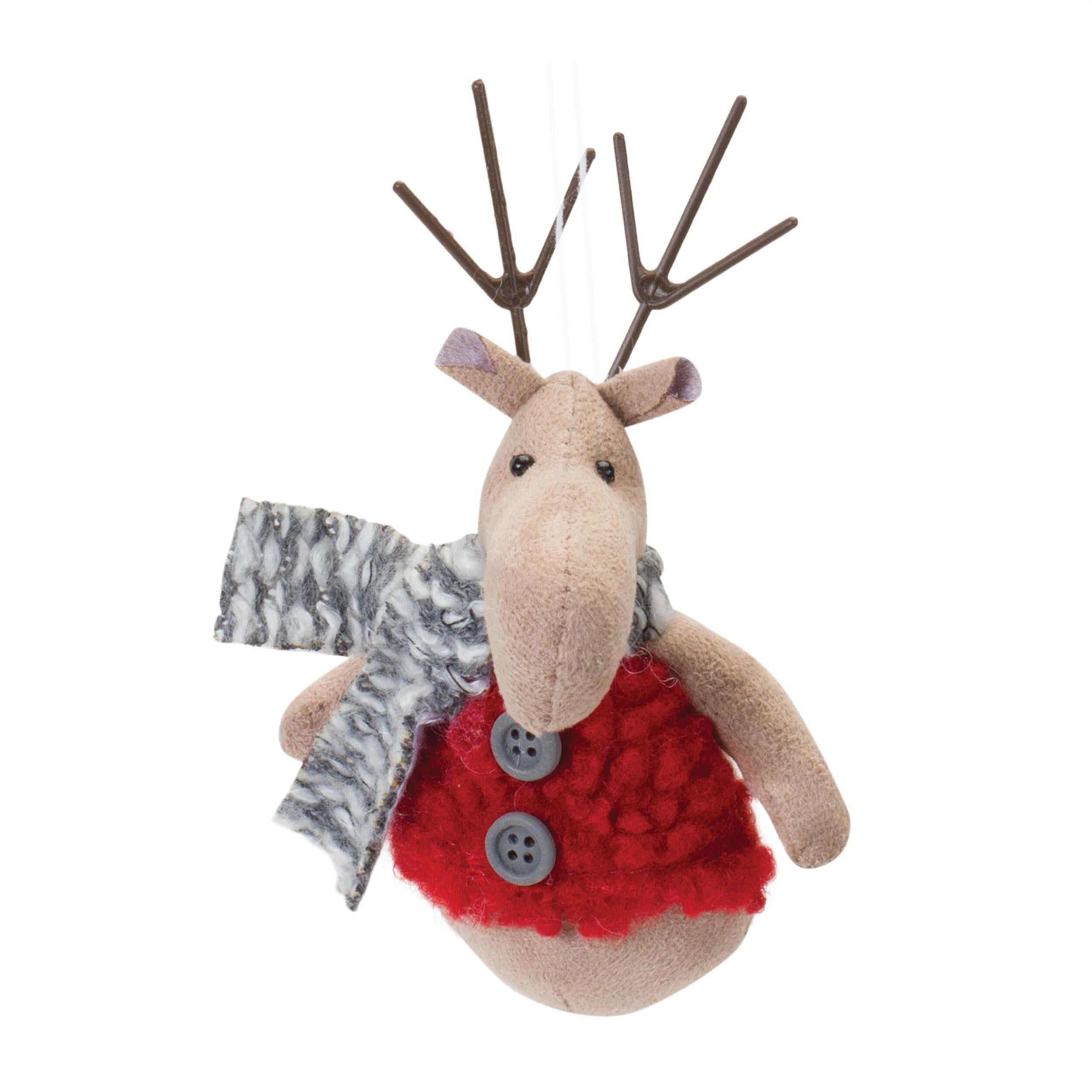 Plush Deer Sweater Ornaments Set of 12 – Christmas Tree Decorations