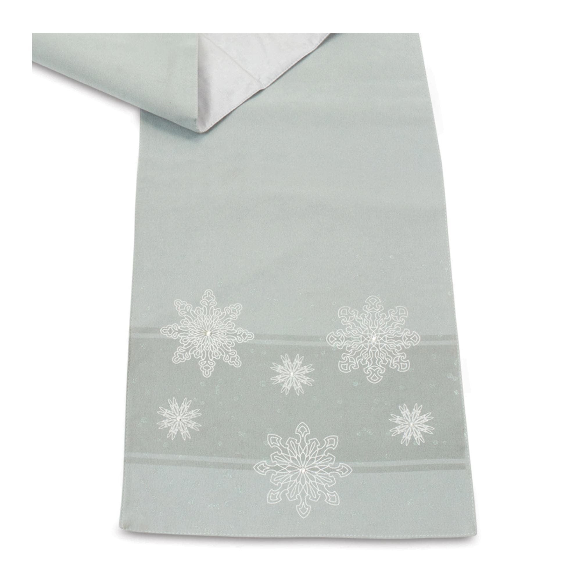 Embroidered snowflake table runner 72"l