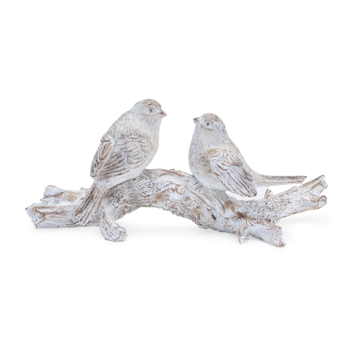 White washed birds on branch figurine 9.5"