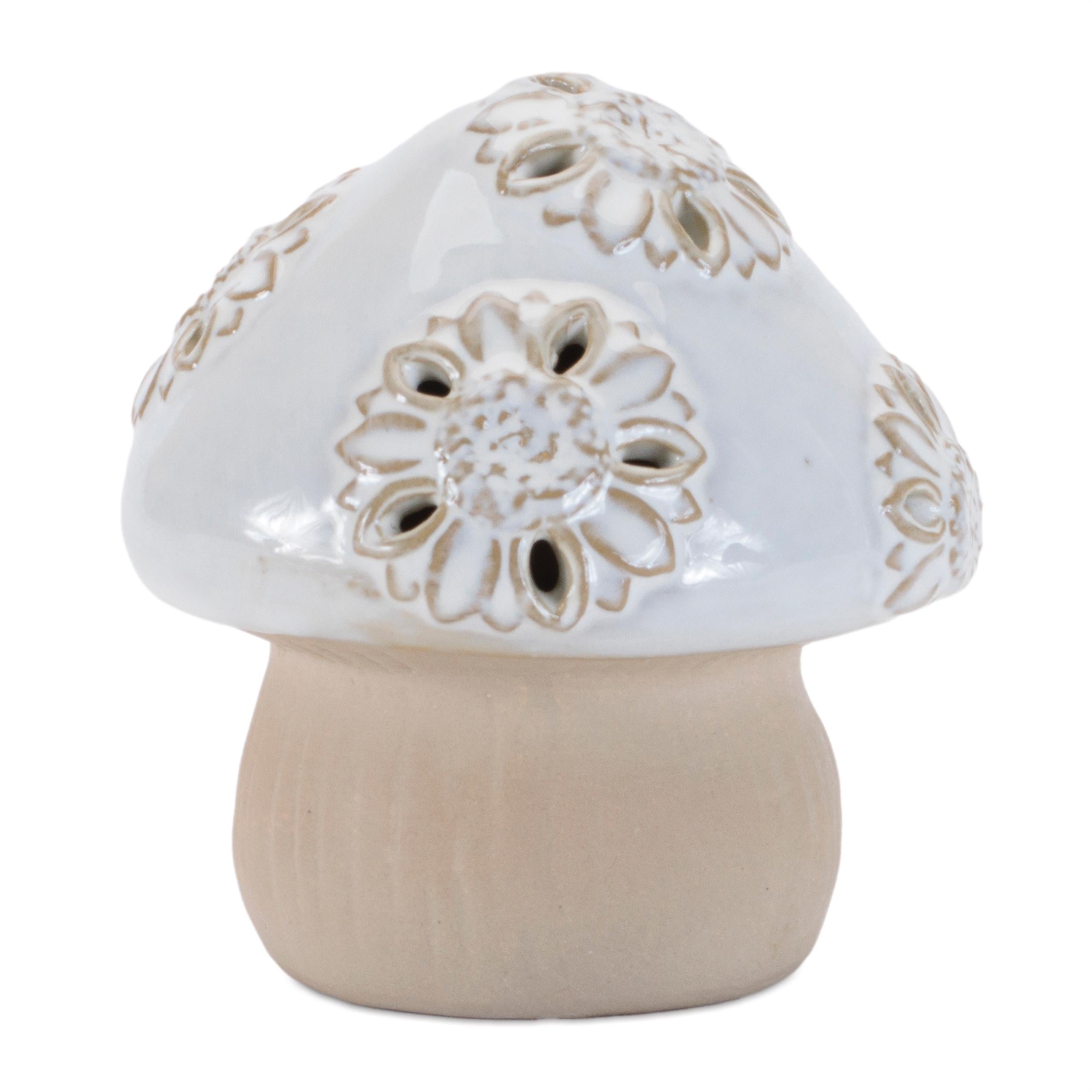 Neutral Porcelain Mushroom Decor Set – Cottage Farmhouse Shelf Accents (Set of 6)