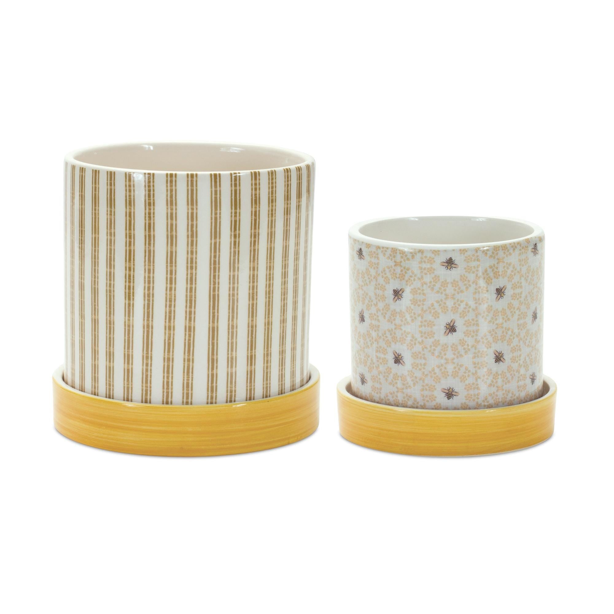 Bumble Bee Planter Set with Saucers (2 Sizes)