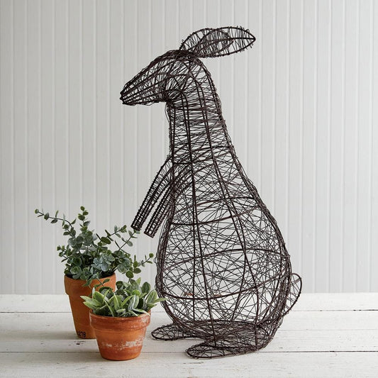 Wire Nest Bunny – Handcrafted Metal Frame Decor