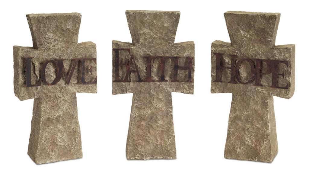 Rustic Hope Faith Love Cross Set – Farmhouse Tabletop Decor (Set of 3)