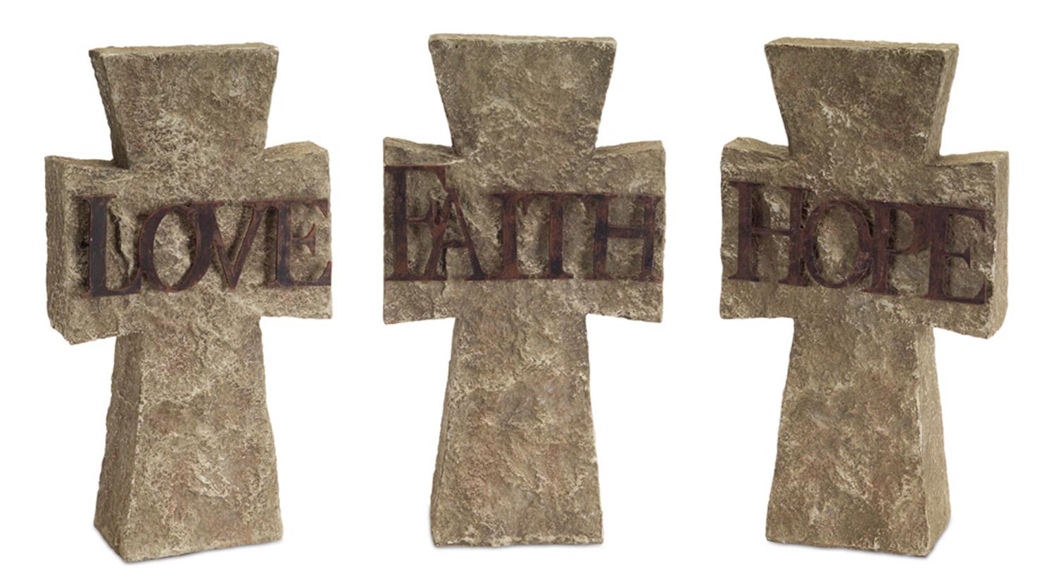 Rustic Hope Faith Love Cross Set – Farmhouse Tabletop Decor (Set of 3)