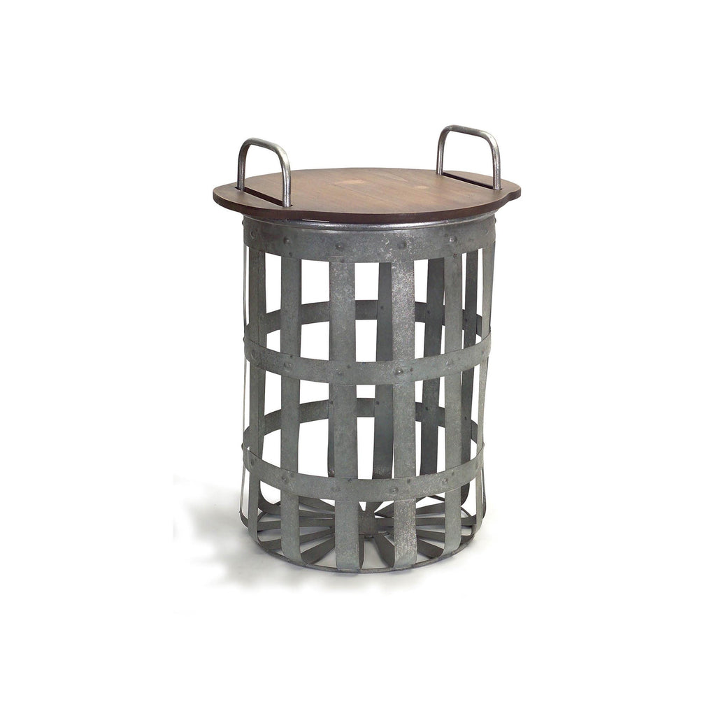 Farmhouse Wood & Metal Basket Side Tables (Set of 2)