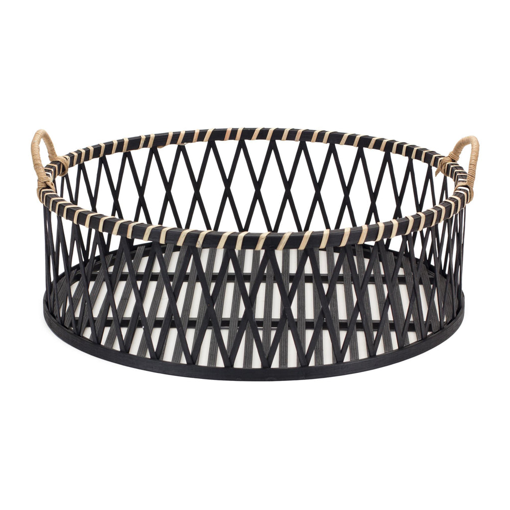 Woven Bamboo Tray Set with Rattan Handles (2 Sizes)