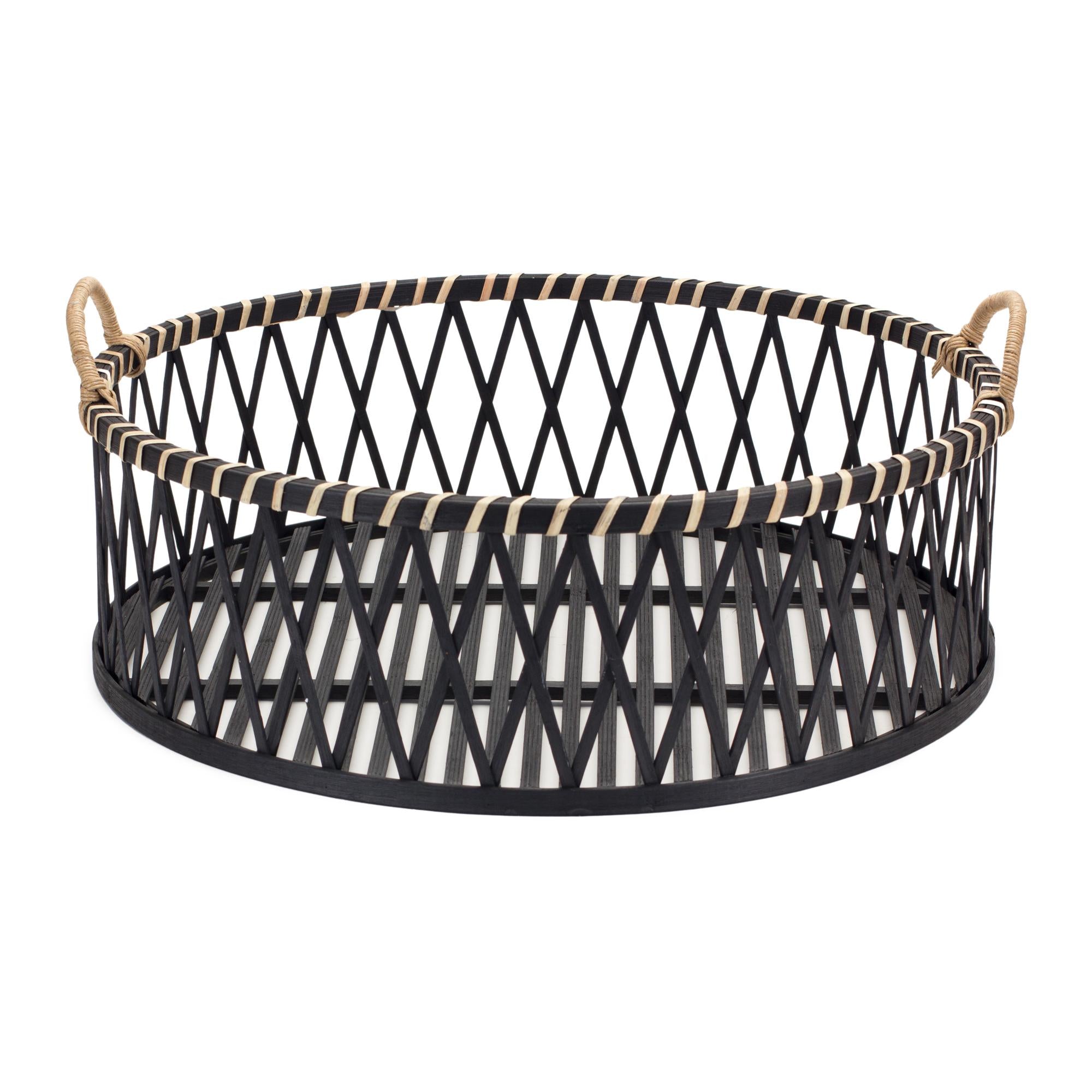 Woven Bamboo Tray Set with Rattan Handles (2 Sizes)