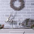 Hammered Metal Reindeer with Sleigh – Silver Christmas Decor (25.5”)