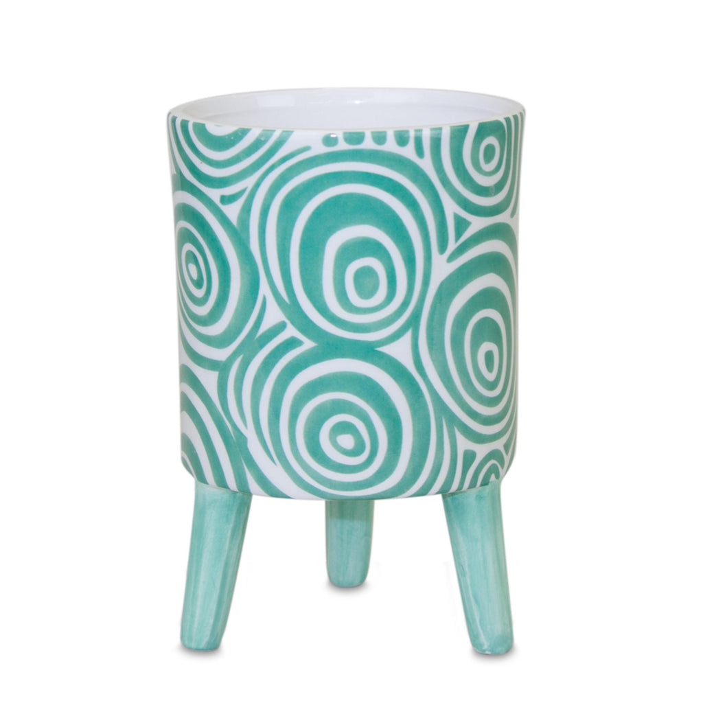 Small Blue and White Planter Set with Legs (2 Pots)