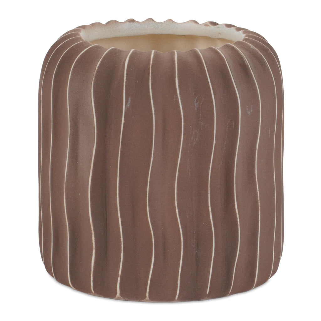 Wavy Ribbed Ceramic Vases Set of 2
