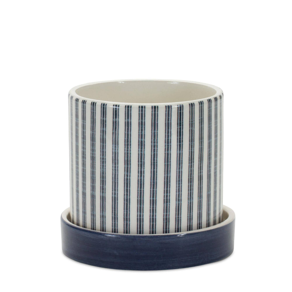 Blue and White Planter Set with Saucers (2 Sizes)