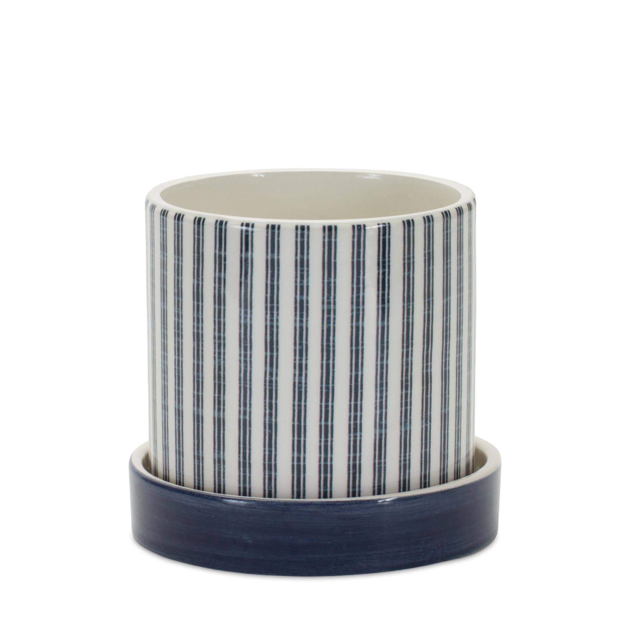 Blue and White Planter Set with Saucers (2 Sizes)