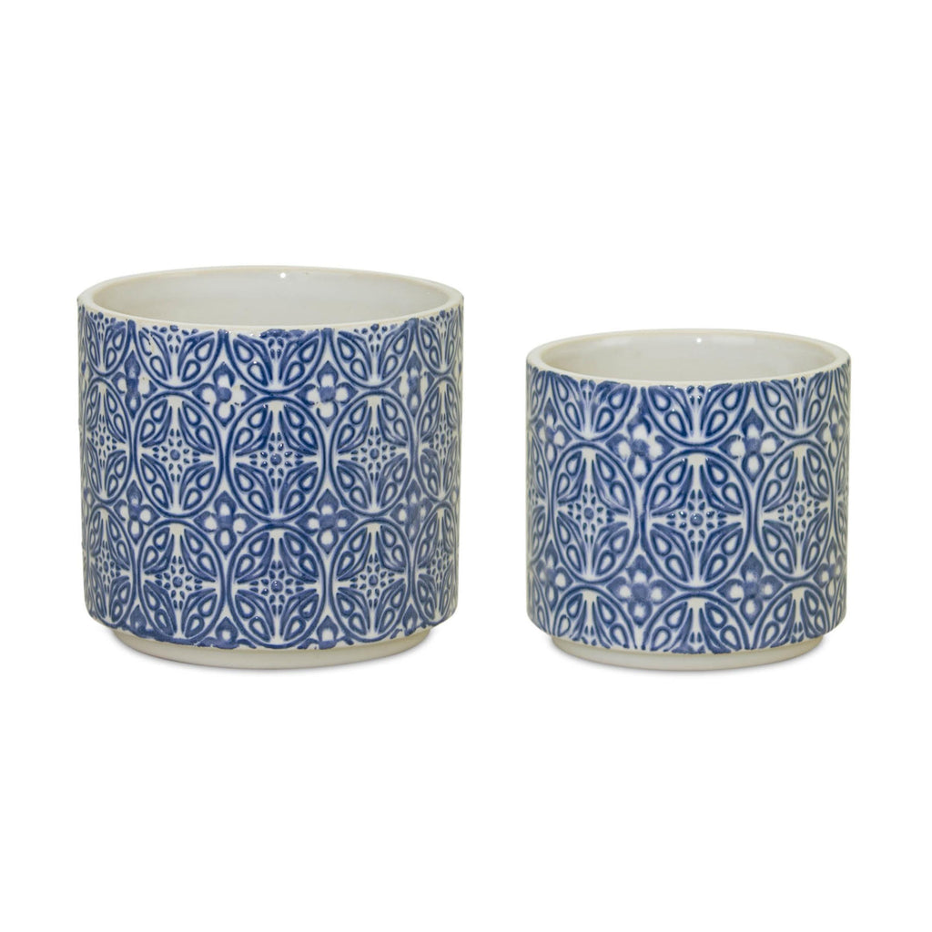 Blue and White Ceramic Planter Set (2 Sizes)