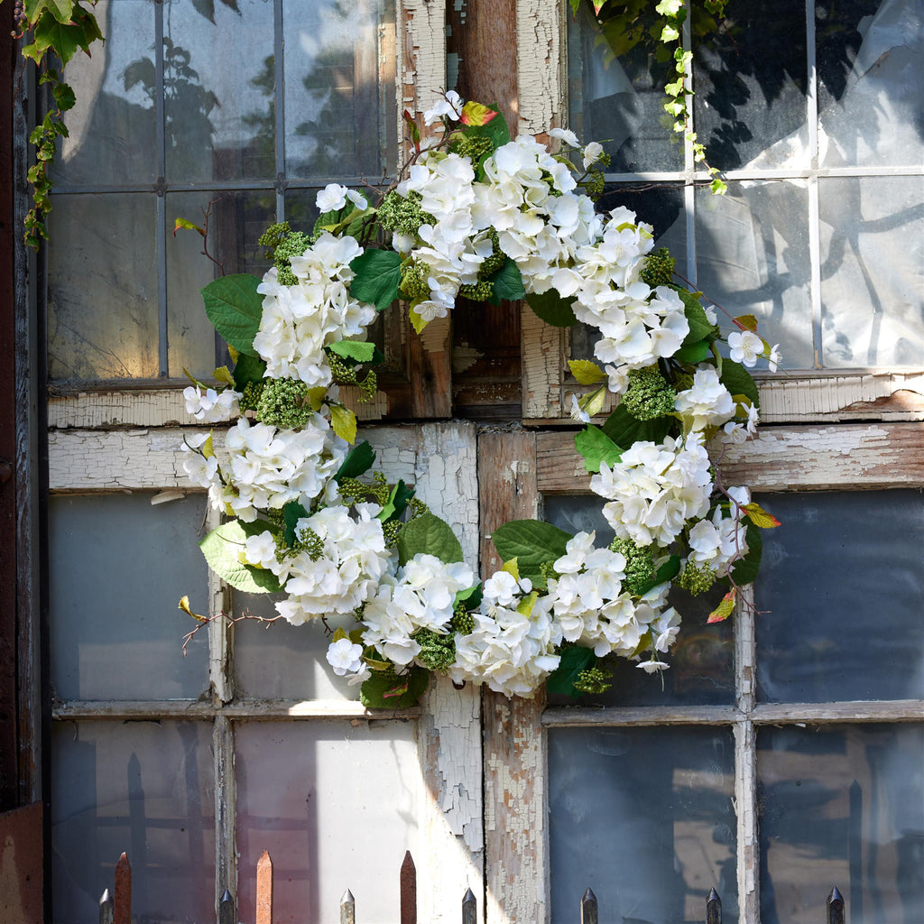 White Hydrangea Wreath 32 Inch