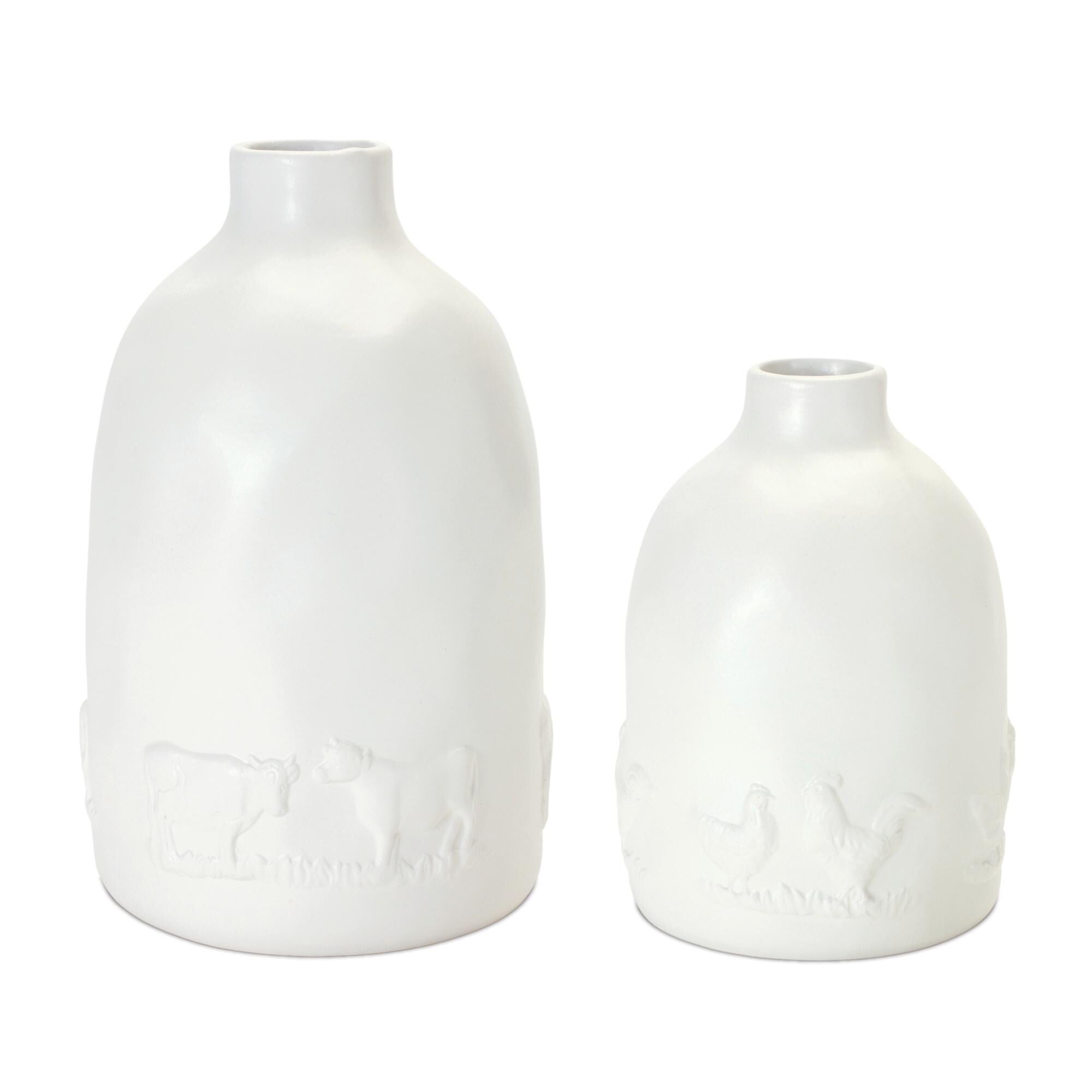 Farm Animal Vase Set (Cow and Chicken, 2 Sizes)