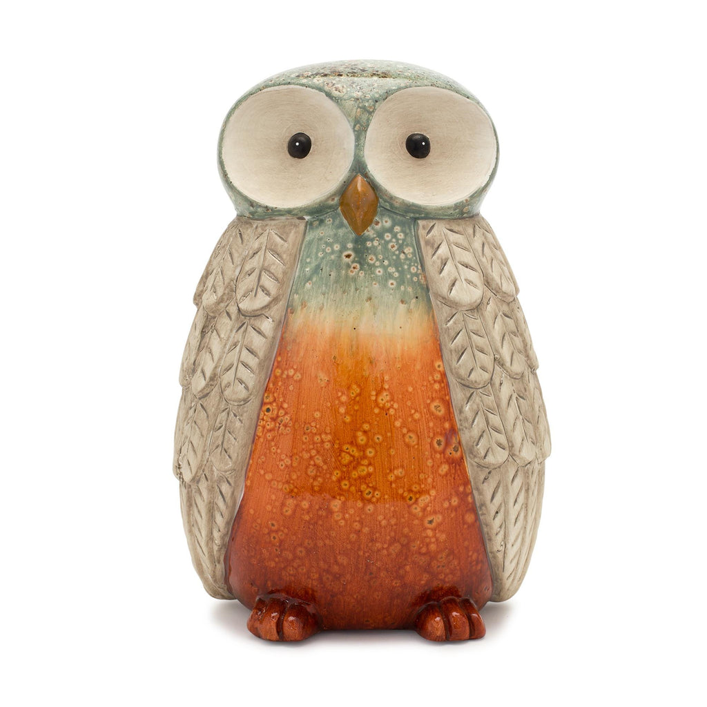 Terra Cotta Owl Figurine with Glazed Accents (Set of 4)