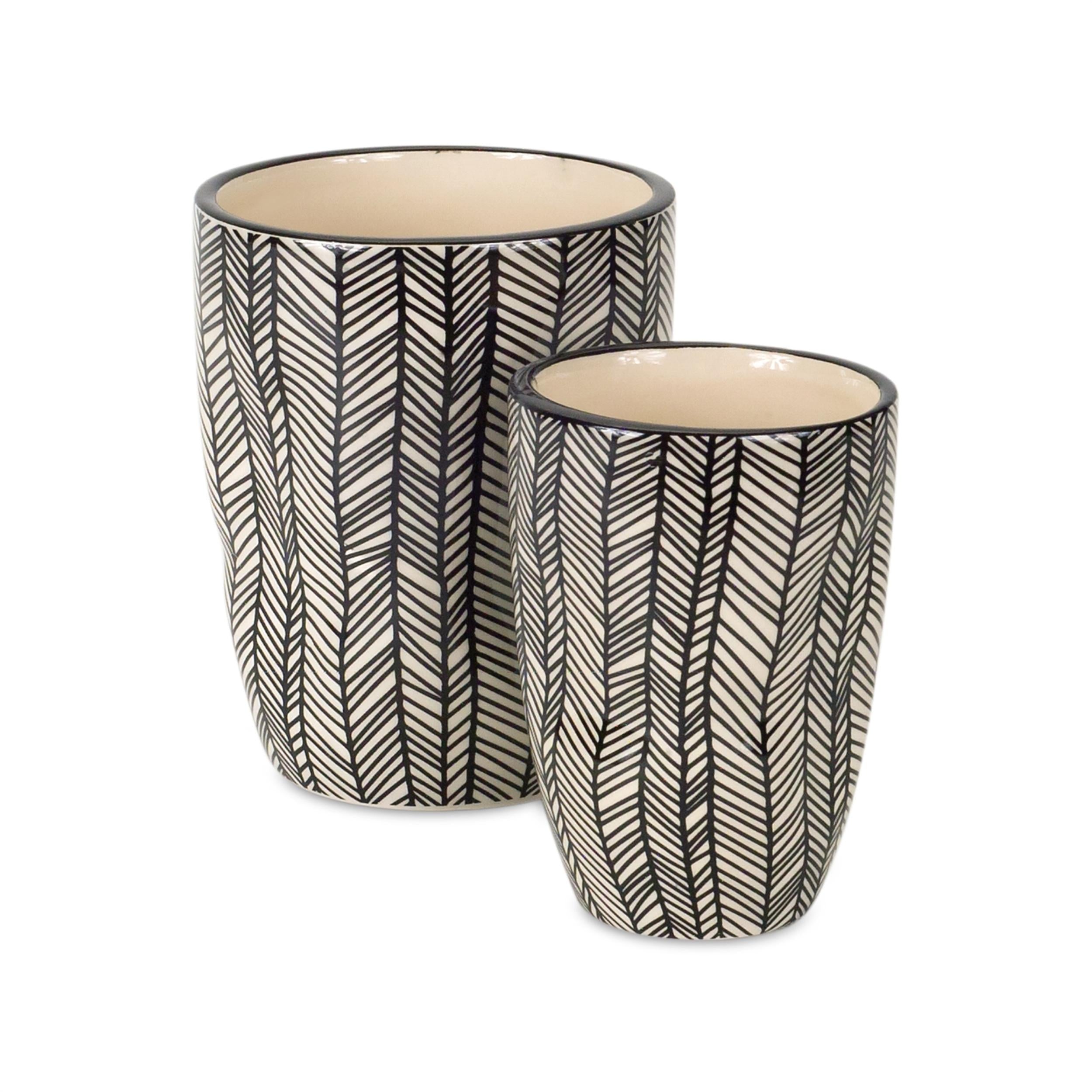 Neutral Patterned Planter Set (6 Pieces, 2 Sizes)