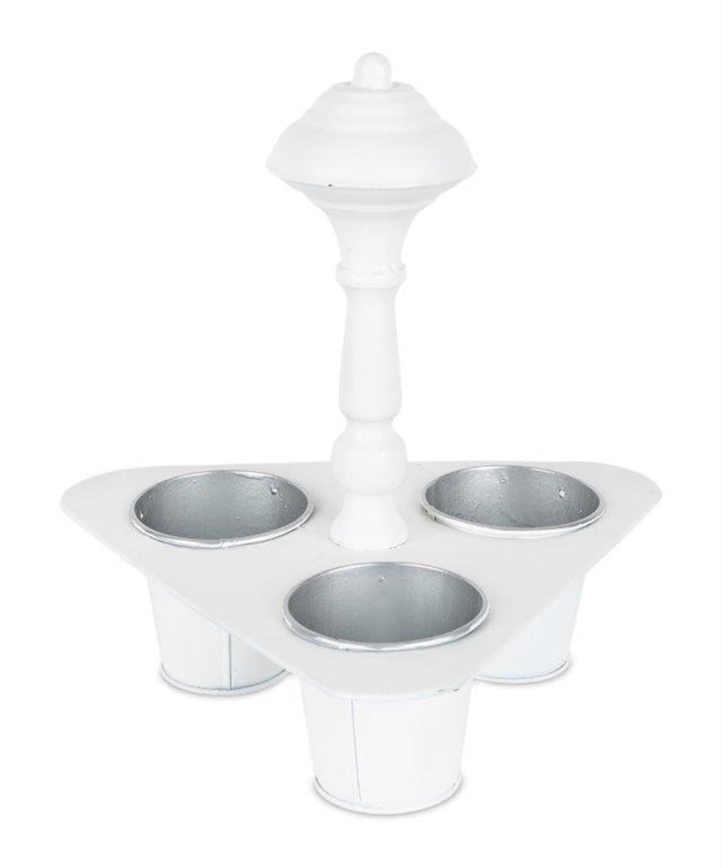 Farmhouse Metal Triple Planter with Tin Pots