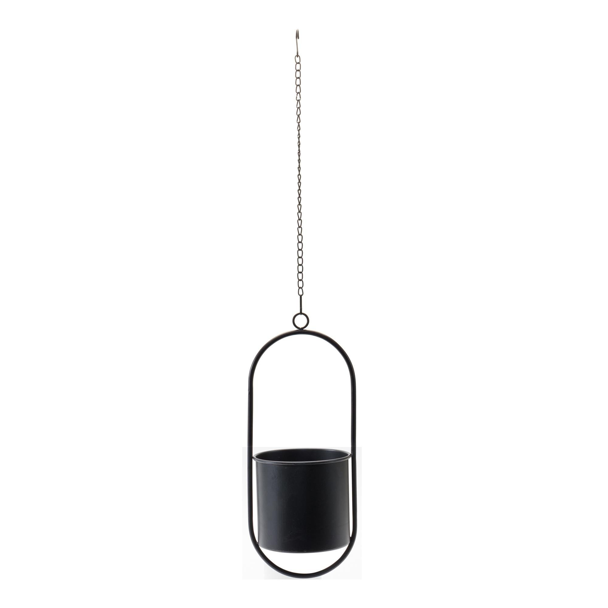 Black Metal Hanging Planter Set with Frame (2 Pieces)