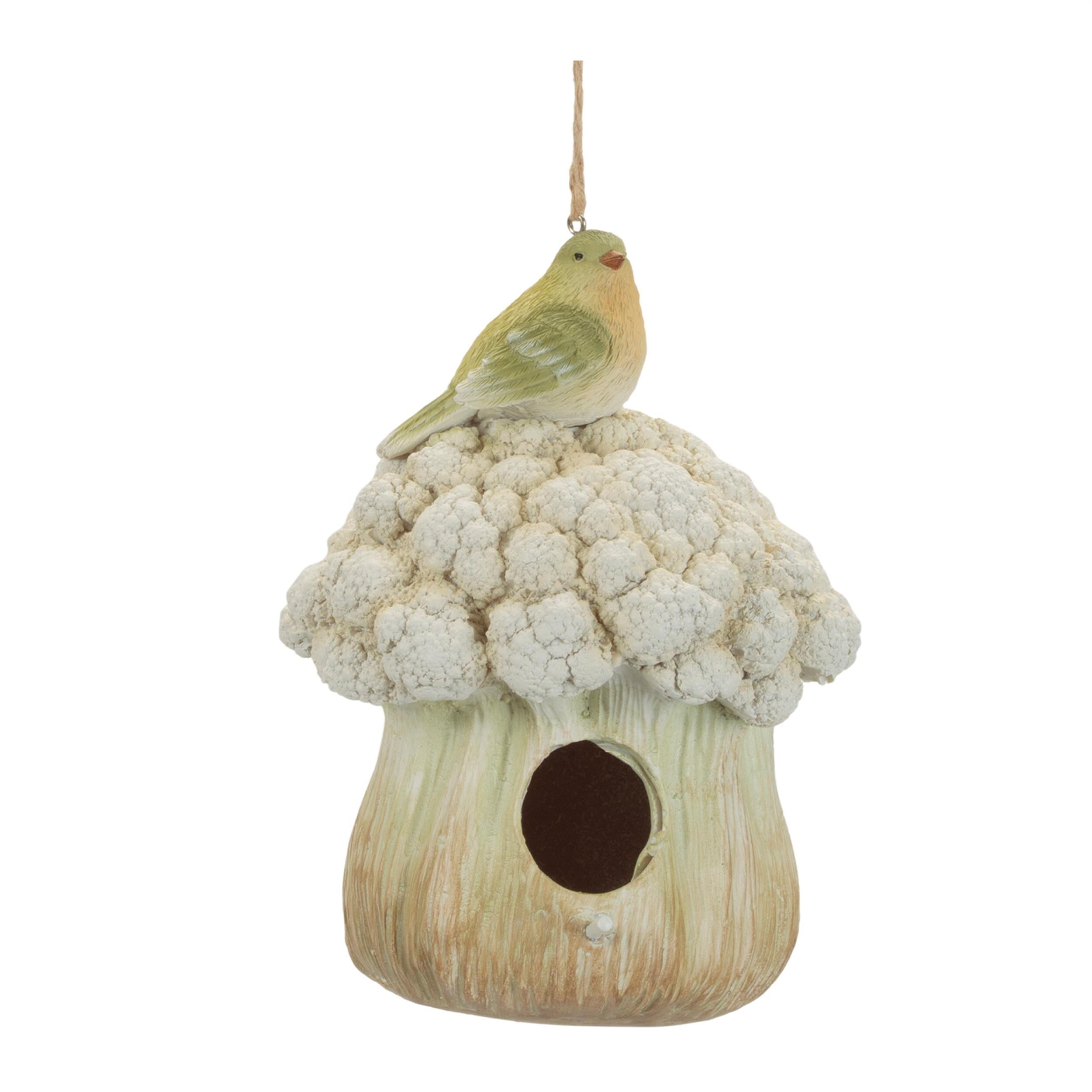 Rustic Birdhouse & Hanging Bird Bath Set | Farmhouse Garden Accent