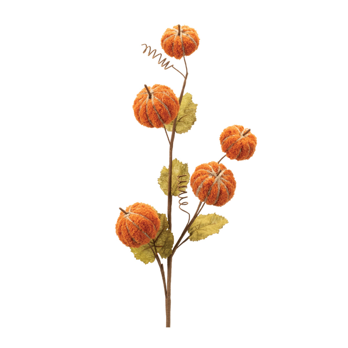 Plush Fall Pumpkin Spray Orange Green Set of 2