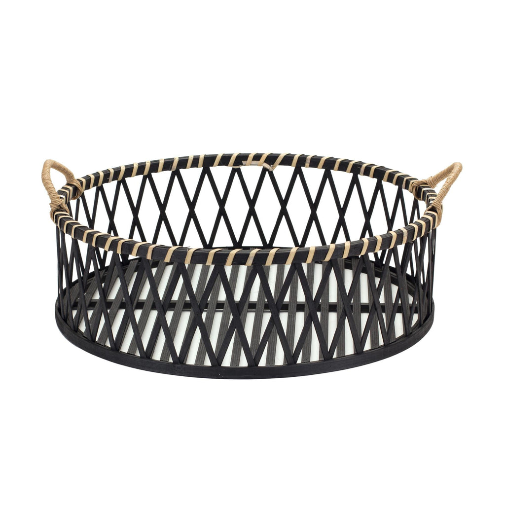 Woven Bamboo Tray Set with Rattan Handles (2 Sizes)