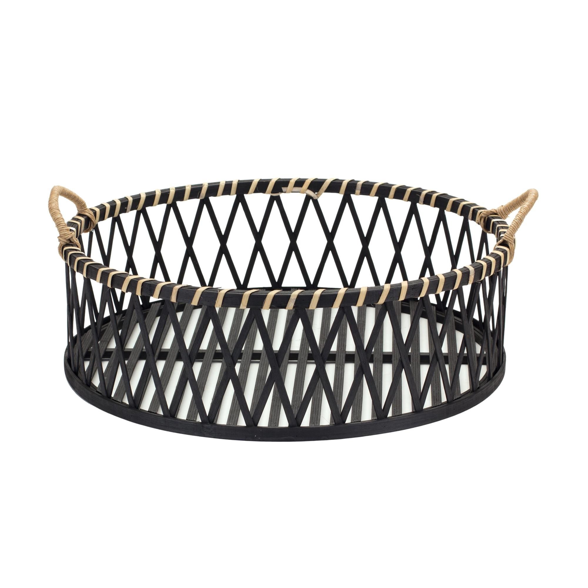 Woven Bamboo Tray Set with Rattan Handles (2 Sizes)