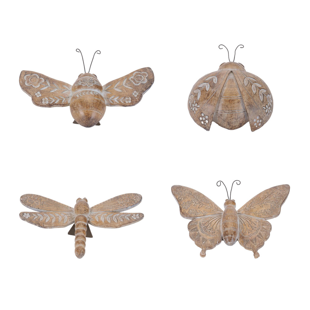 Rustic Floral Insect Shelf Sitters Set of 4 | Farmhouse Spring Decor
