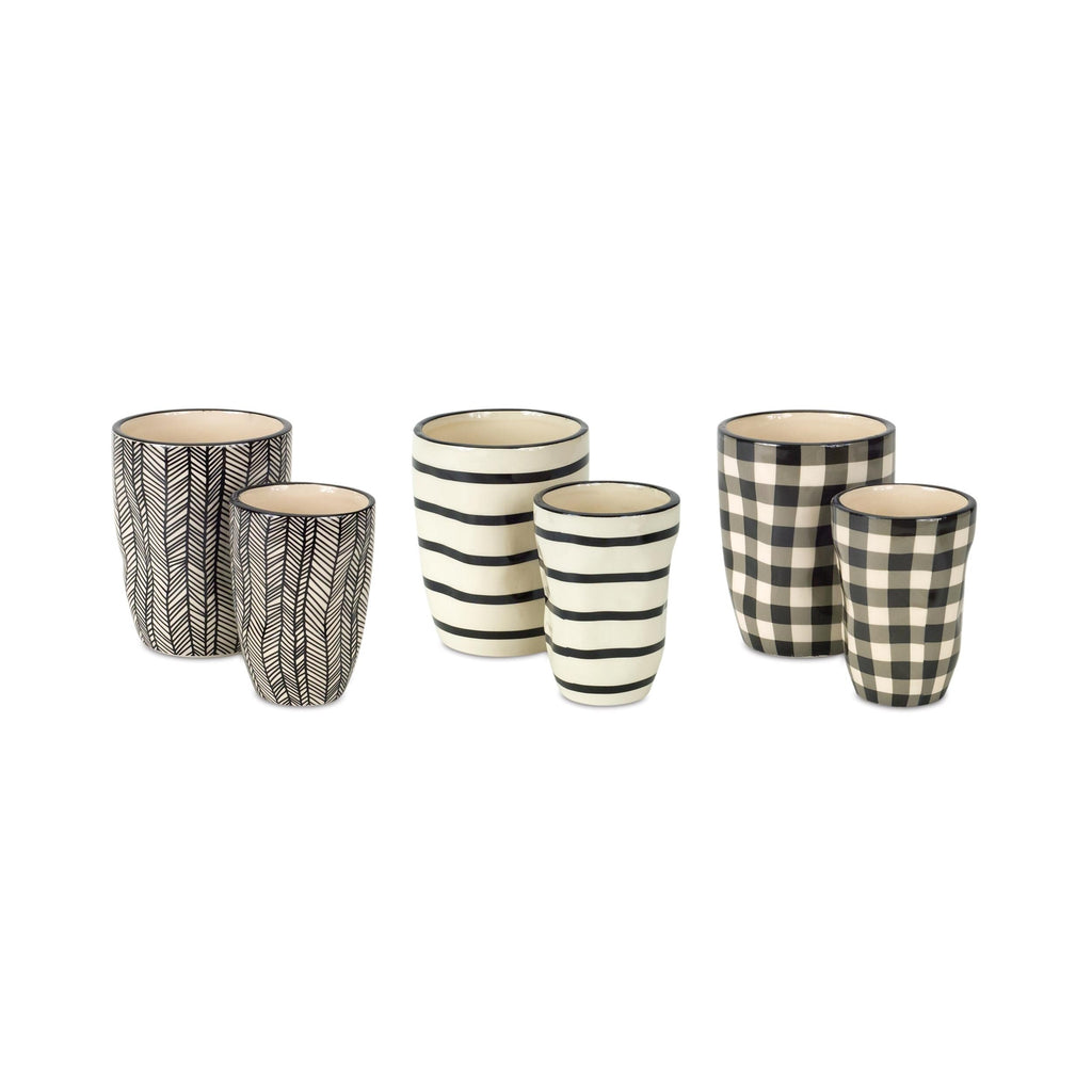 Neutral Patterned Planter Set (6 Pieces, 2 Sizes)