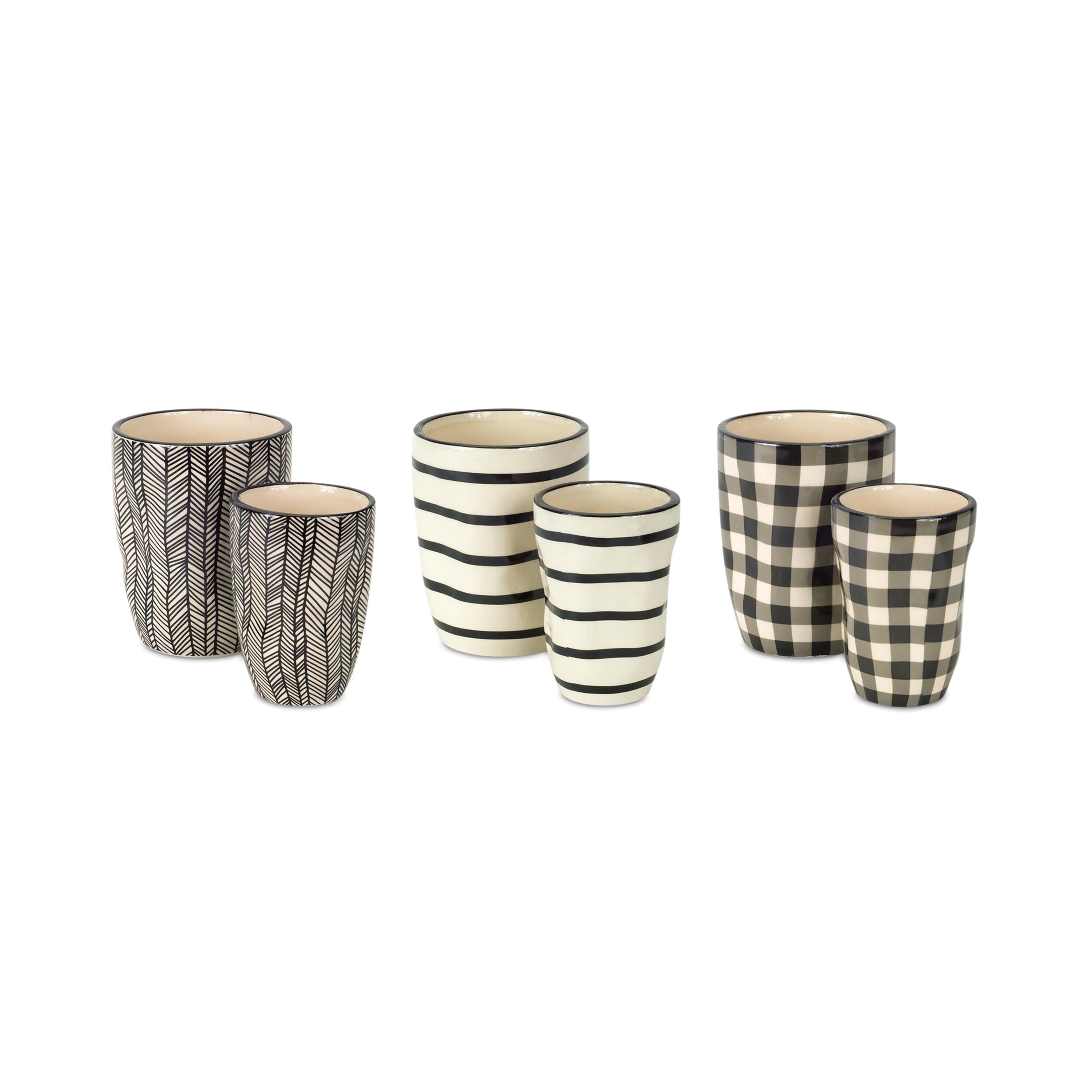 Neutral Patterned Planter Set (6 Pieces, 2 Sizes)