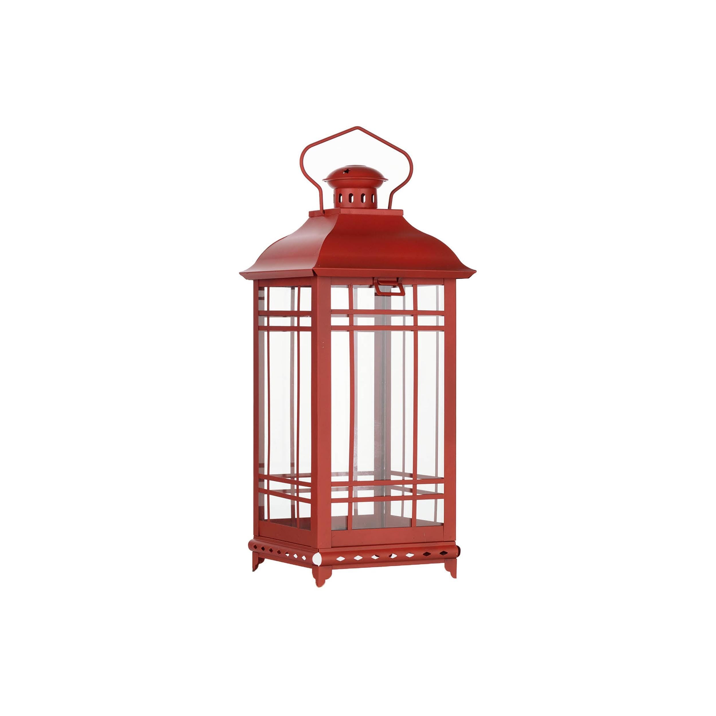 Traditional Red Metal Lantern (Set of 3)