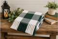 Hunter Green Buffalo Check Farmhouse Throw Blanket | 50x60 Woven Cotton Blend
