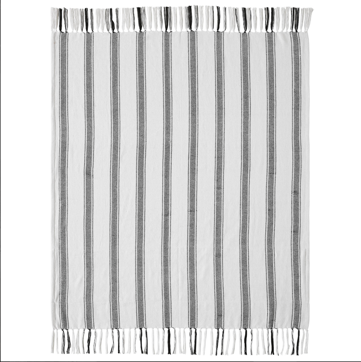 Sawyer Mill Black Ticking Stripe Farmhouse Throw Blanket with Barn Stars – 50x60