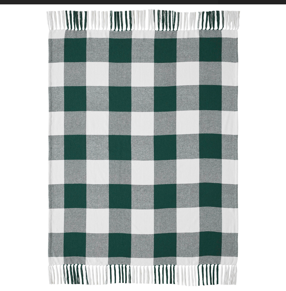 Hunter Green Buffalo Check Farmhouse Throw Blanket | 50x60 Woven Cotton Blend