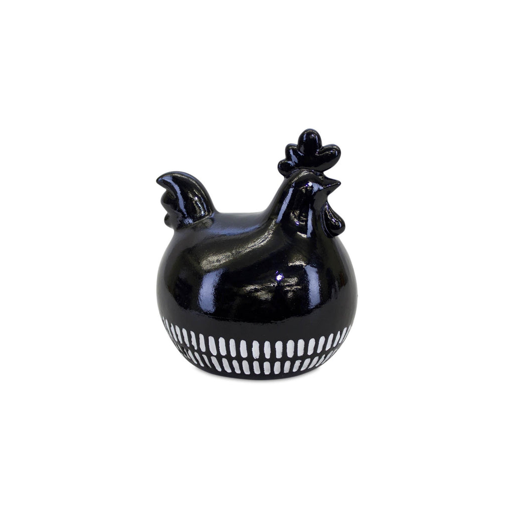 Black and White Farmhouse Chicken Decor – Terra Cotta Figurines (Set of 2)