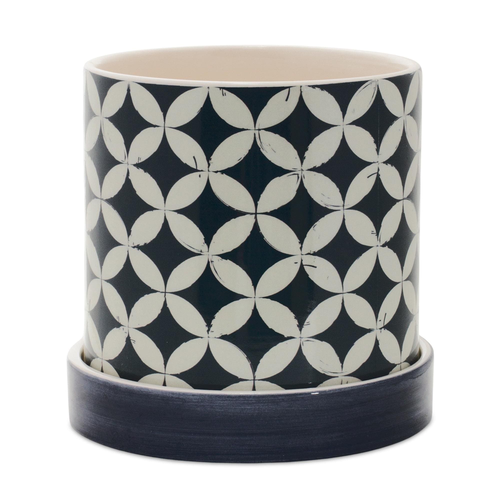 Blue and White Planter Set with Saucers (2 Sizes)