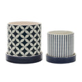 Blue and White Planter Set with Saucers (2 Sizes)